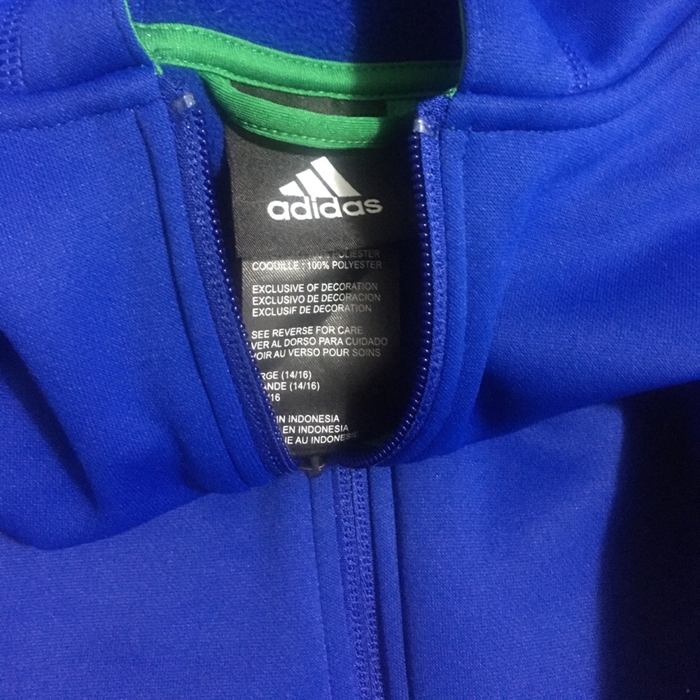 Adidas zip up boys blue hoodie size L